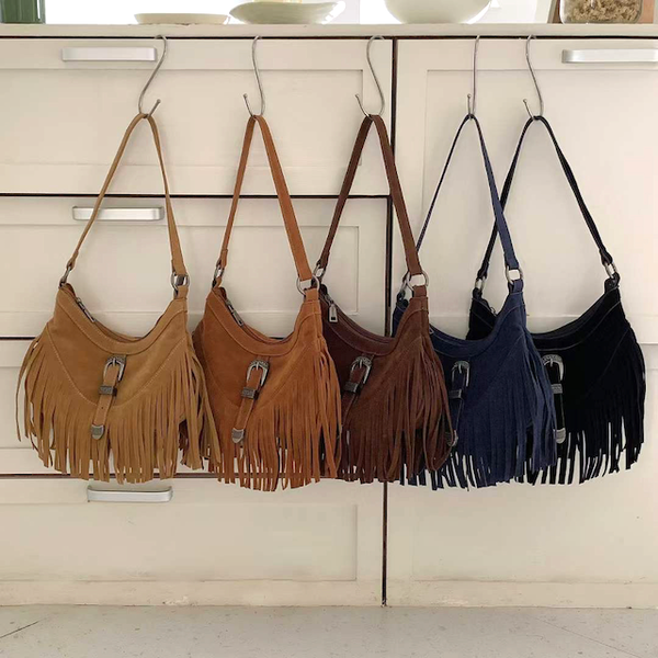 Boho Buckle Sueded Shoulder Bag