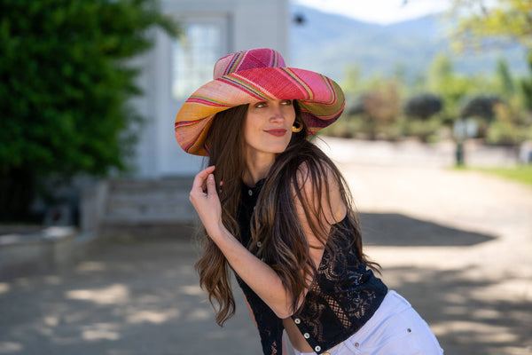 Grace Straw Hat - Raspberry Swirl