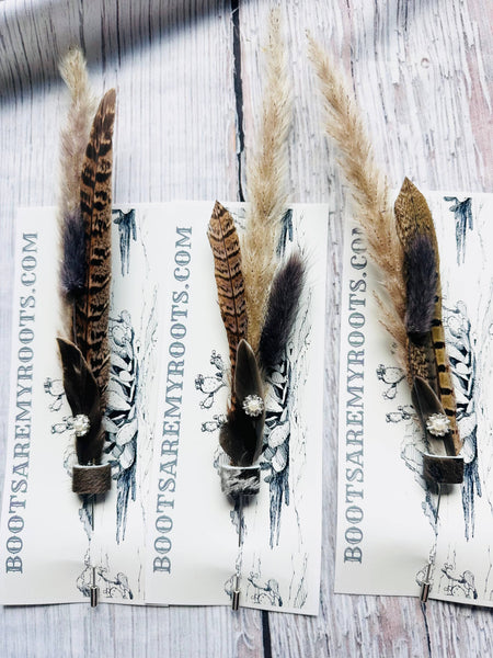 Mixed Feather Hat Pin - Set #13