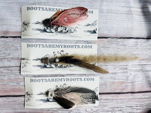 Mixed Feather Hat Pin - Set #13