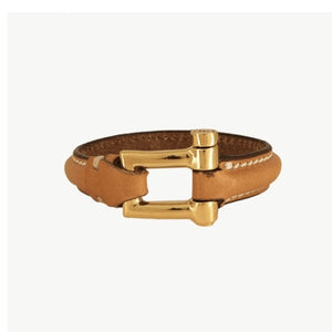 CXC Shackle Leather Bracelet - Gold