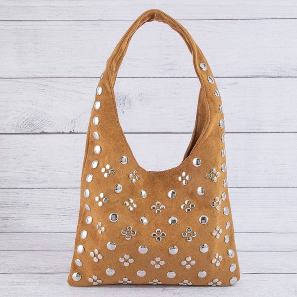 Studded Rivets Hobo Shoulder Bag