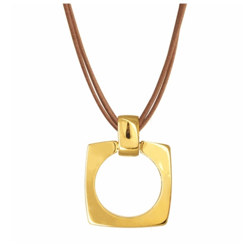 CXC Aldaba Leather Necklace - Gold