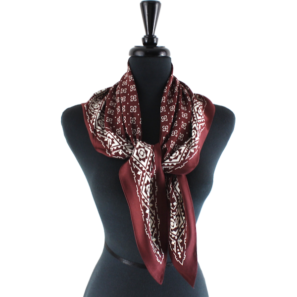 Geometric Triangle Silky Scarf - Wine