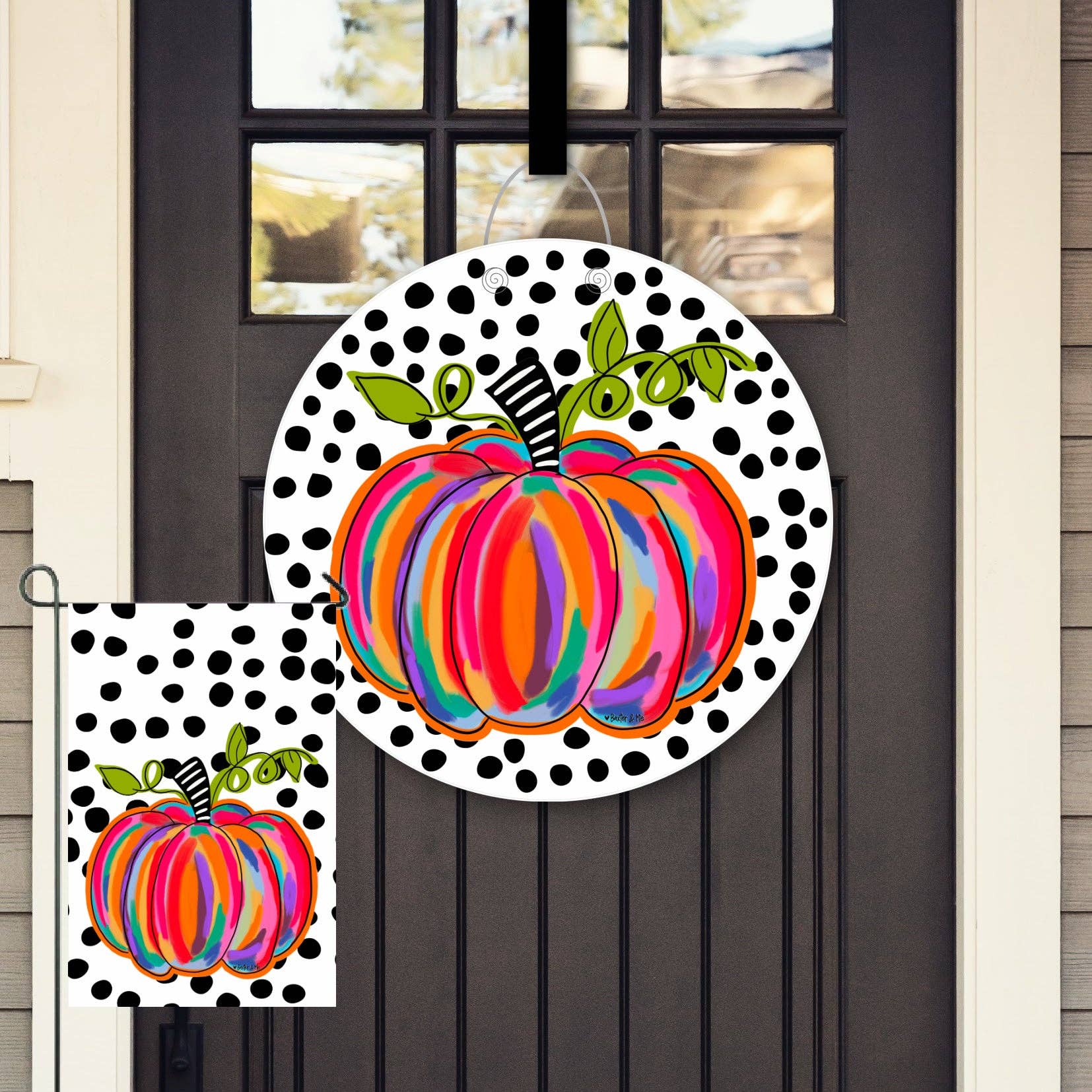 Colorful Pumpkin Door Hanger