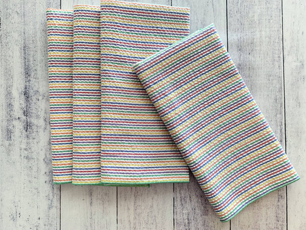 Rainbow Seersucker Cloth Napkins - Set of 4