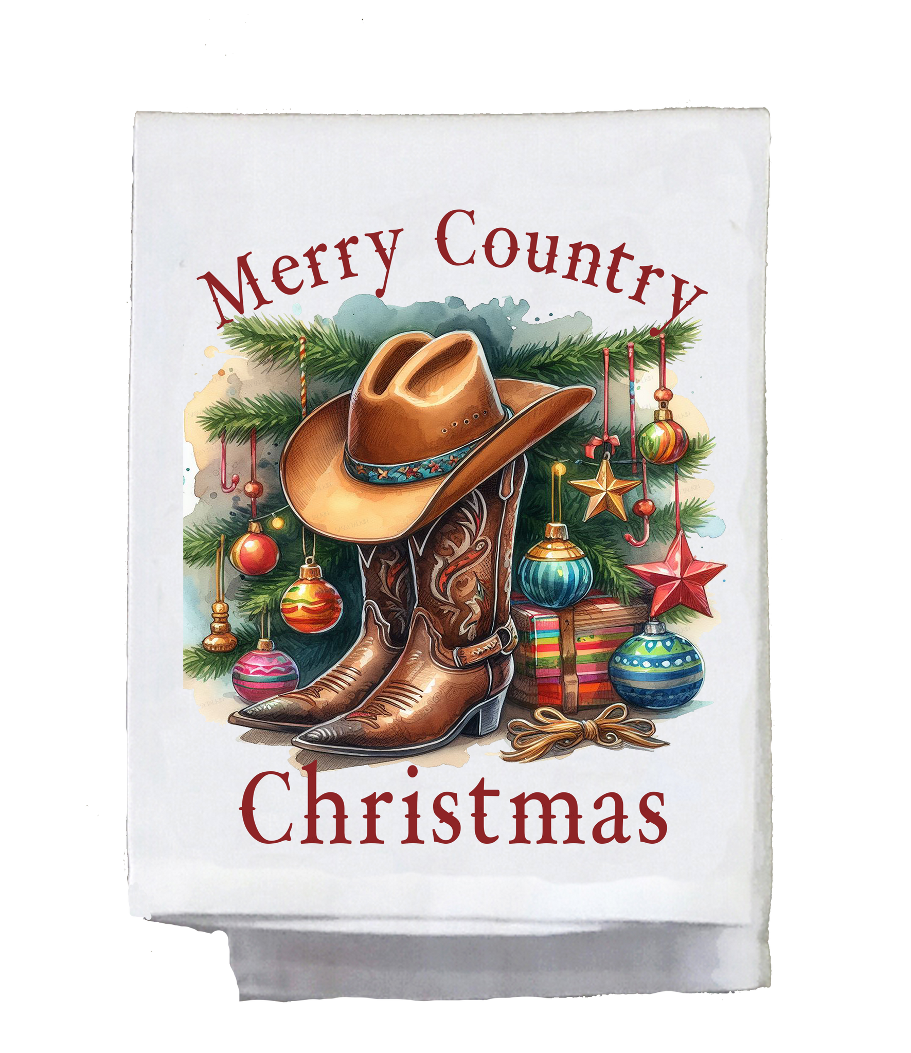 Christmas Country Boots Kitchen Towel
