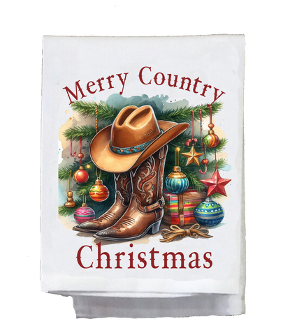 Christmas Country Boots Kitchen Towel
