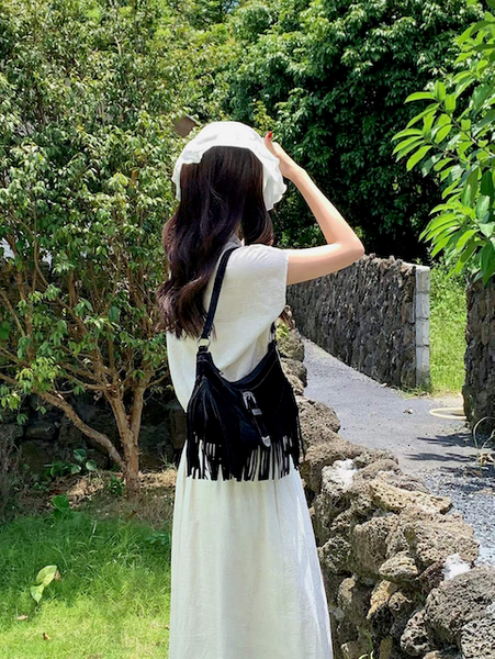 Boho Buckle Sueded Shoulder Bag