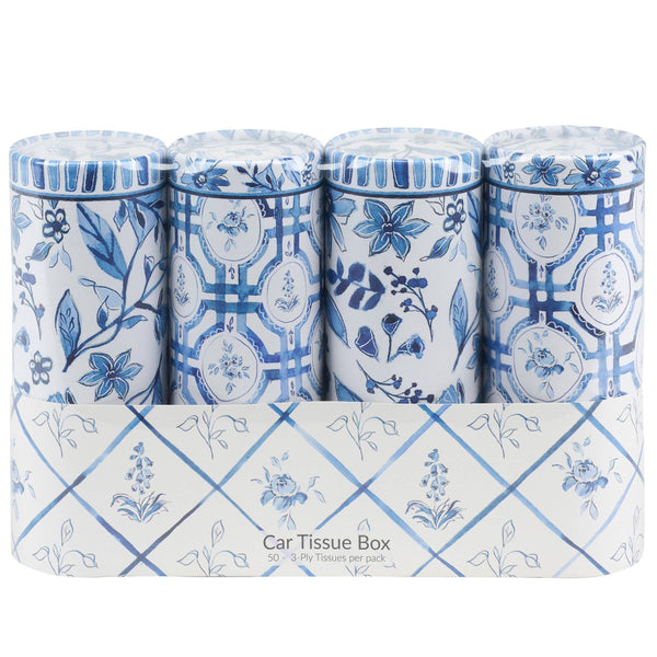 Blue Florals Tissue Box - Set of 4