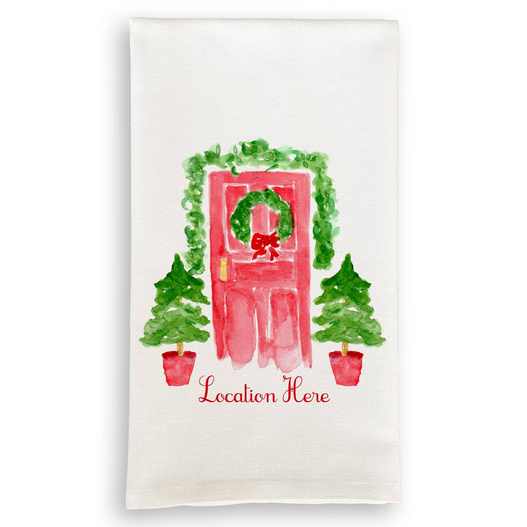 Holiday Red Door Kitchen Towel