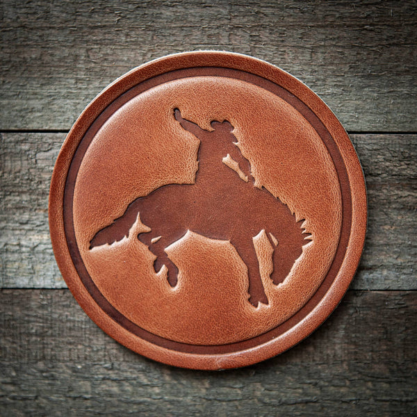 Bucking Bronco Leather Coaster