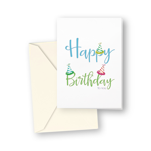 Happy Birthday Party Hats Enclosure Cards - Pack of 4