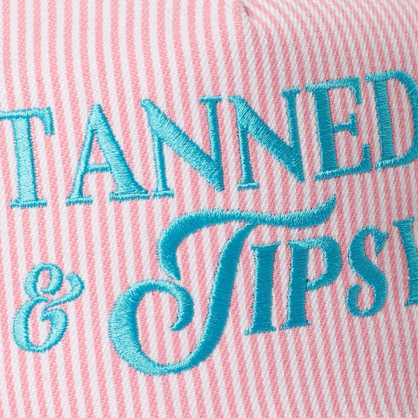 Tanned & Tipsy Seersucker Baseball Hat