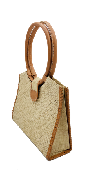 Ibiza Straw Handbag with Leather Handles - Natural