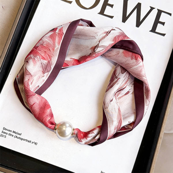 Magnetic Pearl Scarf Necklace - Chestnut Strokes