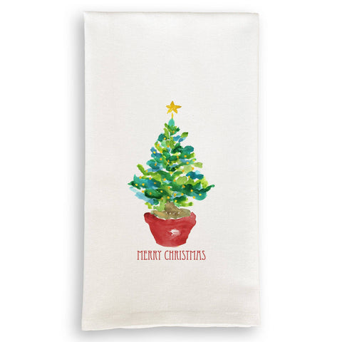 Merry Christmas Potted Tree Kitchen Towel