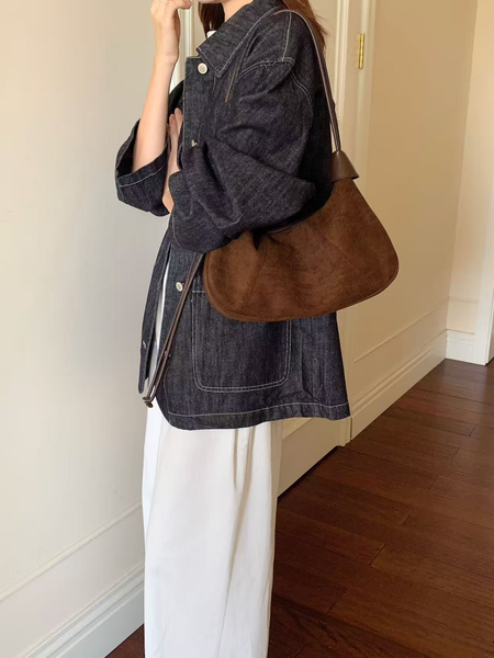 Suede-Like Microfiber Crossbody Bag