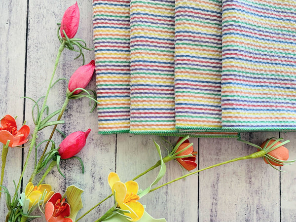 Rainbow Seersucker Cloth Napkins - Set of 4