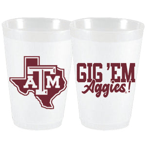 Texas Aggies Gig Em Frosted Cups