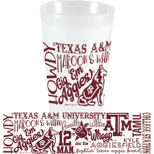 Texas Aggies Font Wrap Frosted Cups