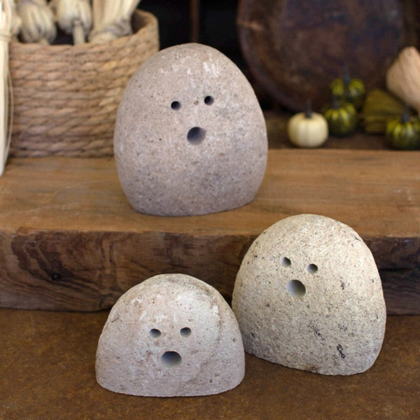 Tabletop River Rock Ghosts - Set of 3