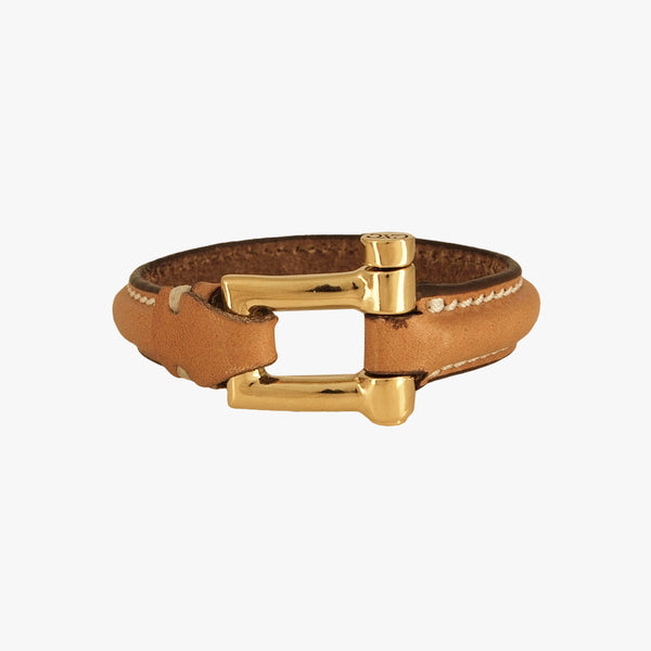 CXC Shackle Leather Bracelet - Gold