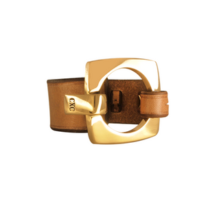 CXC Aldaba Leather Bracelet - Gold