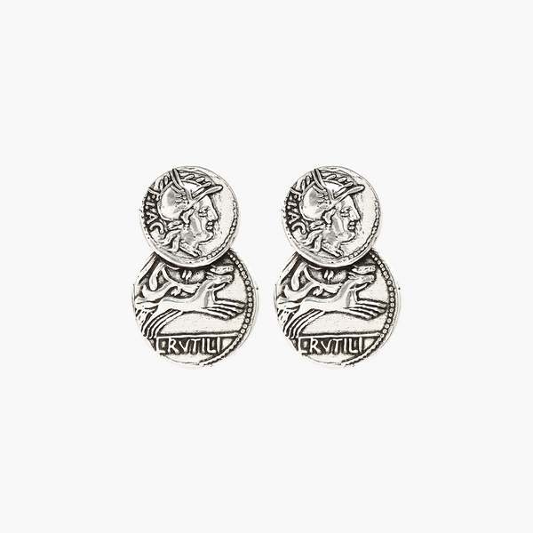 CXC Gladiator Coin Earrings - Silver