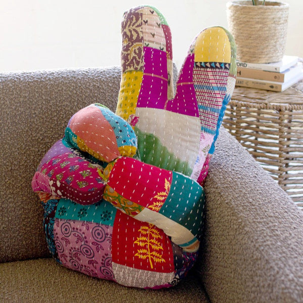 Kantha Peace Sign Pillow