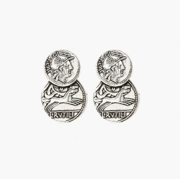 CXC Gladiator Coin Earrings - Silver