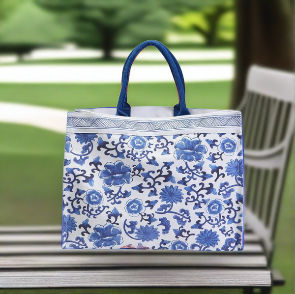 Chinoiserie Tote Bag - Blue Floral