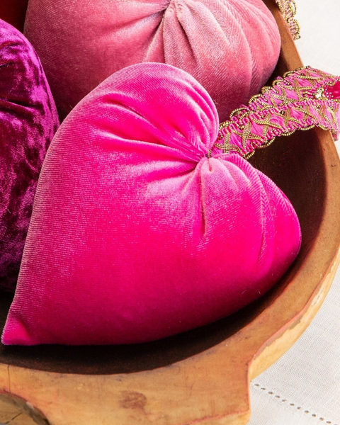 Handmade Velvet Hearts - Hot Pink