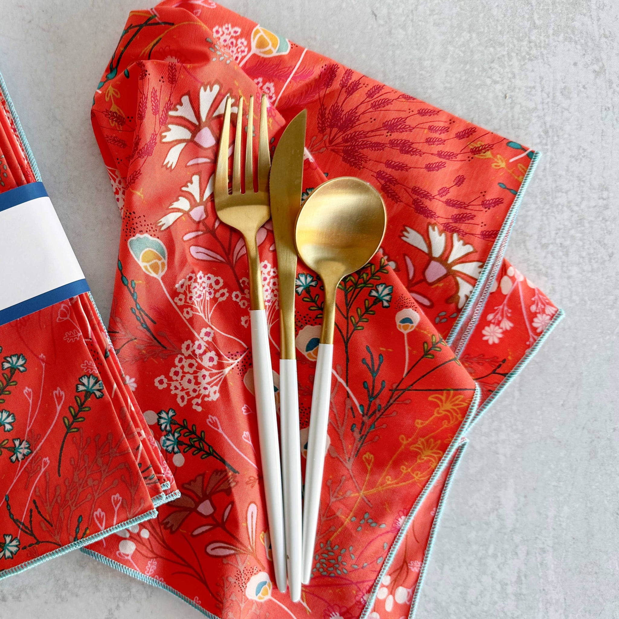 Papaya Peacock Cloth Napkins - Set of 4