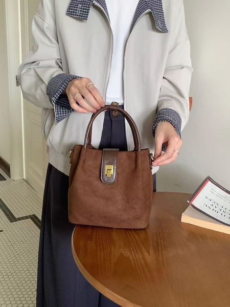 Suede-Like Microfiber Crossbody Bag