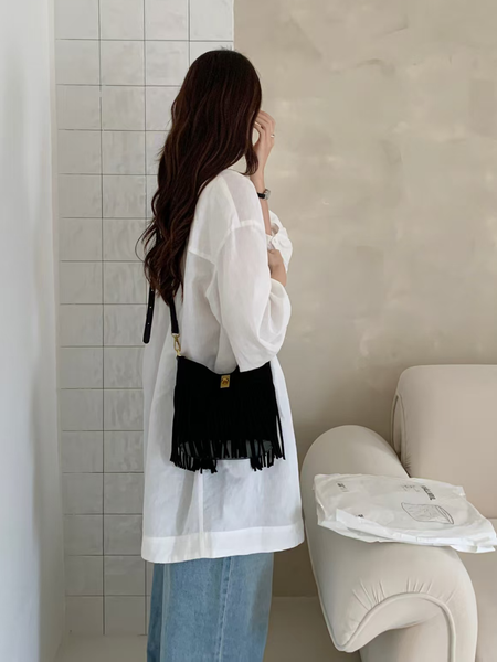 Sueded Fringe Crossbody Bag