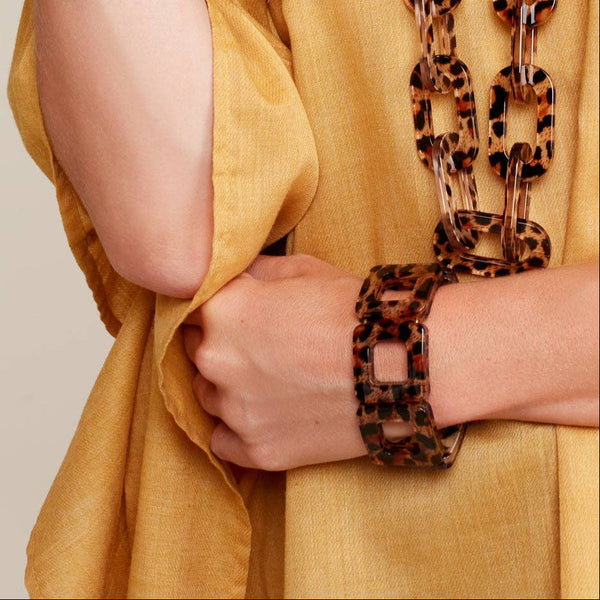 Leopard Block Resin Bracelet