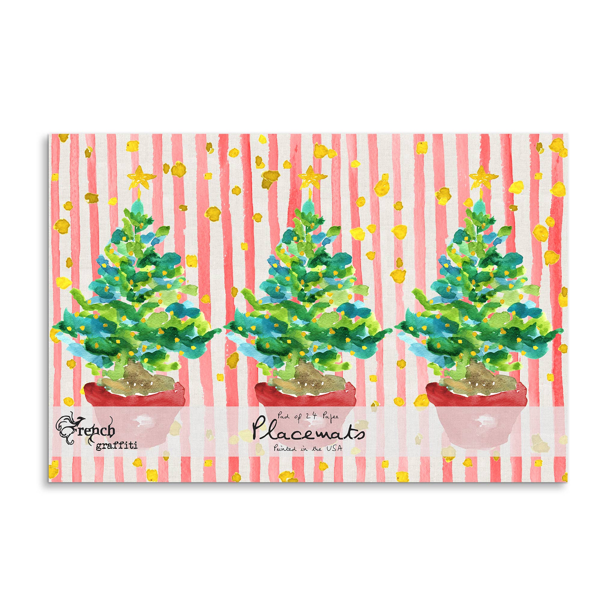 Red Potted Christmas Tree Paper Placemats