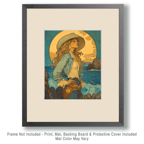 Full Moon Cowgirl Wall Art Print