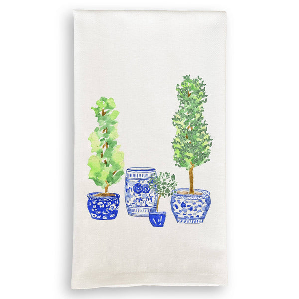 Chinois Pots with Trees Kitchen Towel