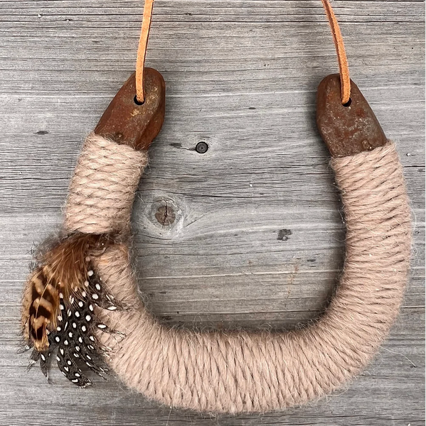 Up-cycled LUCKY Horseshoe - Tan