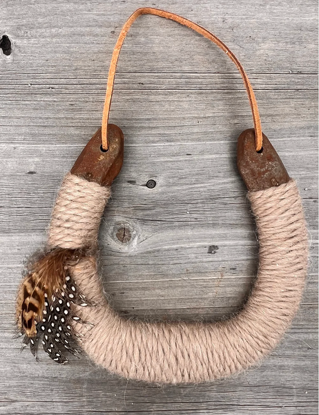 Up-cycled LUCKY Horseshoe - Tan