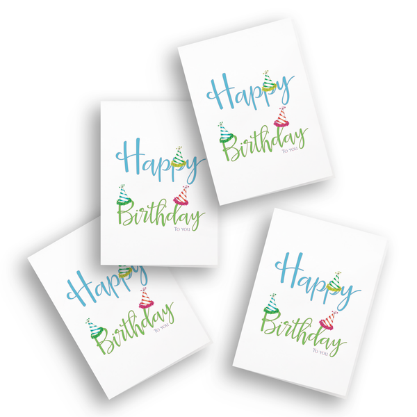 Happy Birthday Party Hats Enclosure Cards - Pack of 4