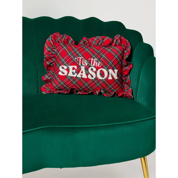 Tis the Season Red Plaid Pillow