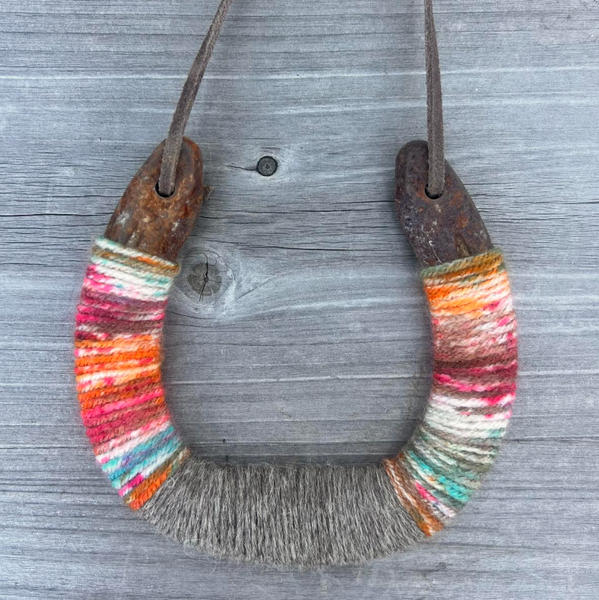 Up-cycled LUCKY Horseshoe - Multi