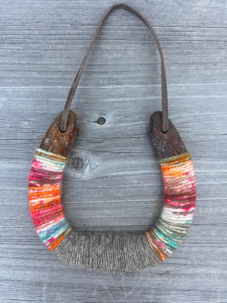 Up-cycled LUCKY Horseshoe - Multi