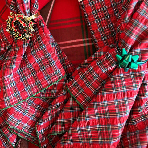 Tartan Seersucker Cloth Napkins - Set of 4