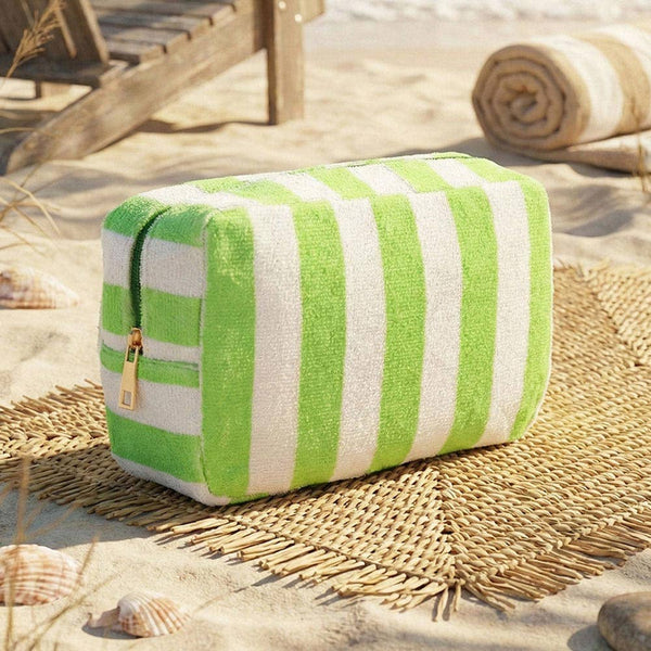 Striped Terrycloth Cosmetic Bag