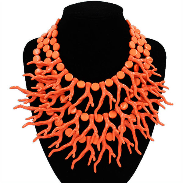 Bold Coral Statement Necklace