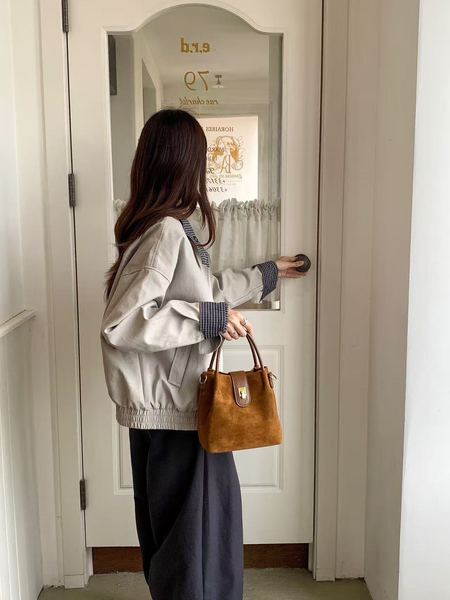 Suede-Like Microfiber Crossbody Bag